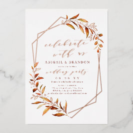 Met ons vieren! Herfst Greenery Wedding Party Folie Uitnodiging