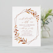 Met ons vieren! Herfst Greenery Wedding Party Folie Uitnodiging (Staand Voorkant)