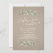 Met ons vieren! Kraft Rustic Greenery Wedding Kaart (Voorkant)