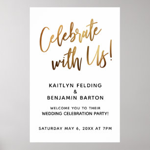Met ons vieren! Minimale Gold Handwrite-gebeurteni Poster