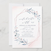 Met ons vieren! Roos Gold Dusty Blue Greenery Kaart (Voorkant)