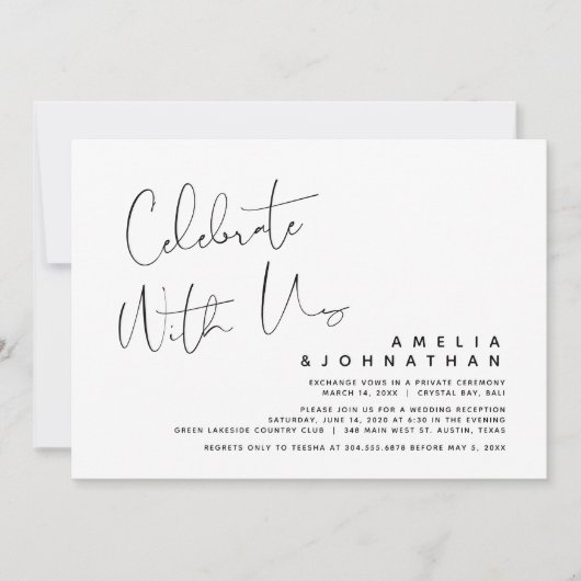 Met ons vieren, Trouw Elopement Feest Uitnodiging (Voorkant)