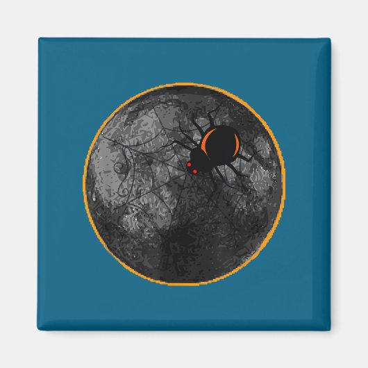 Met Op Spinnenweb Arachnid Maan Zonne Magneet (Voorkant)