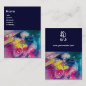 MET OWL- EN VIOLIENMONOGRAM, roze blauw Visitekaartje (Voorkant / Achterkant)