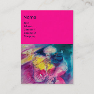 MET OWL- EN VIOLIENMONOGRAM, roze blauw Visitekaartje