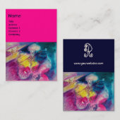 MET OWL- EN VIOLIENMONOGRAM, roze blauw Visitekaartje (Voorkant / Achterkant)