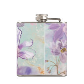 met Paarse bloemen omwikkelde kolf Heupfles (Achterkant)