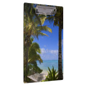 Met palmbomen omzoomd strand Cook Eilanden 2 Klembord (Rechts)