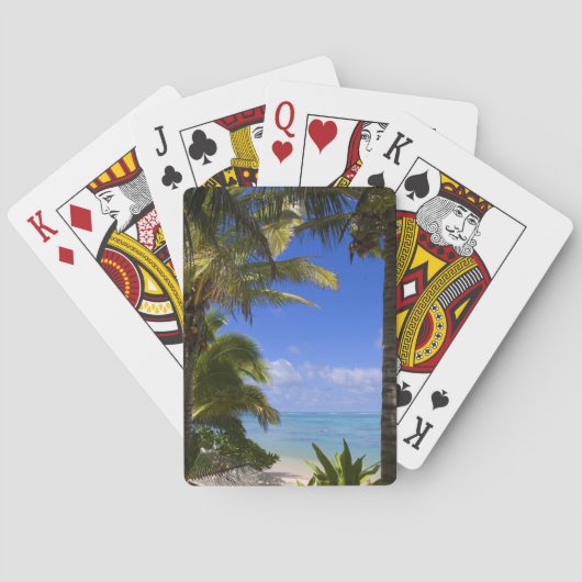 Met palmbomen omzoomd strand Cook Eilanden 2 Speelkaarten (Achterkant)
