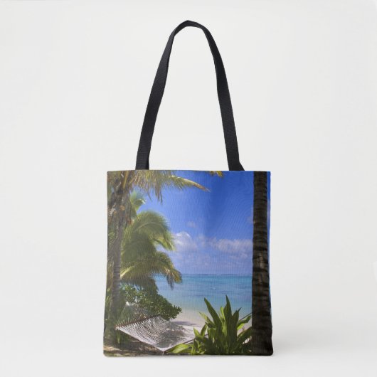 Met palmbomen omzoomd strand Cook Eilanden 2 Tote Bag (Voorkant)