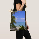 Met palmbomen omzoomd strand Cook Eilanden 2 Tote Bag (Dichtbij)