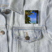 Met palmbomen omzoomd strand Cook Eilanden 2 Vierkante Button 5,1 Cm (In situ)