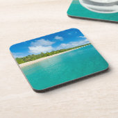 Met palmbomen omzoomd strand, Tonga Bier Onderzetter (Linkerzijde)