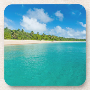 Met palmbomen omzoomd strand, Tonga Bier Onderzetter