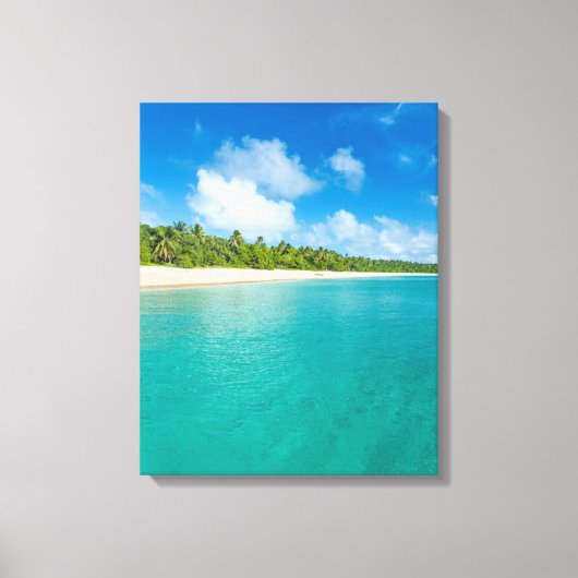Met palmbomen omzoomd strand, Tonga Canvas Afdruk (Voorkant)