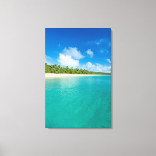 Met palmbomen omzoomd strand, Tonga Canvas Afdruk
