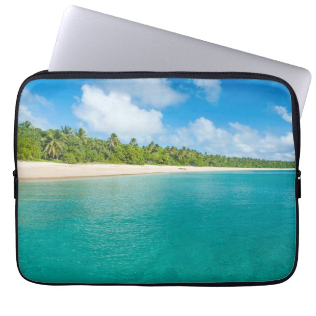 Met palmbomen omzoomd strand, Tonga Laptop Sleeve (Voorkant)