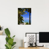 Met palmen omzoomd strand Cook Eilanden 2 Poster (Thuiskantoor)
