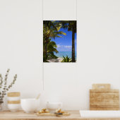 Met palmen omzoomd strand Cook Eilanden 2 Poster (Keuken)