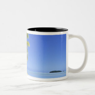 Met palmen omzoomd strand Cook Eilanden 3 Tweekleurige Koffiemok