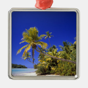 Met palmen omzoomd strand Cook Eilanden 7 Metalen Ornament