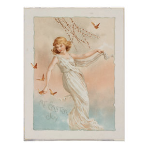"Met Pasen Blijdschap" - Vintage Afdruk, L. Prang Perfect Poster
