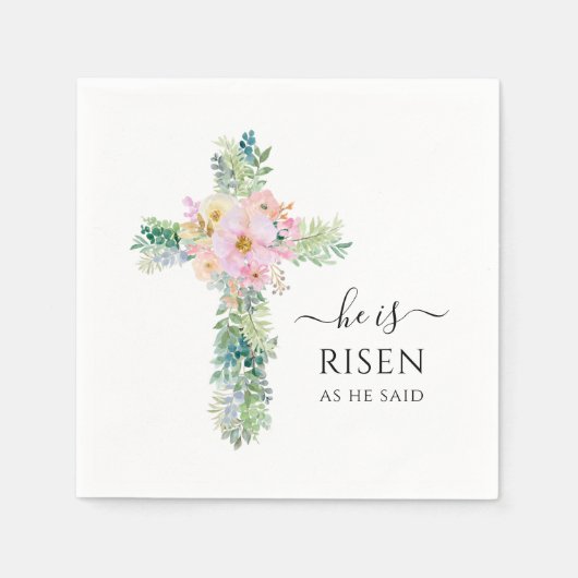 Met Pasen is hij Risen Waterverf Green Cross Servet (Voorkant)