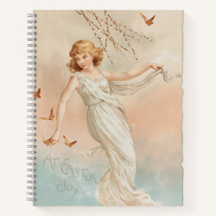 "Met Pasen vreugde" - Oude druk, L. Prang & Co. Notitieboek