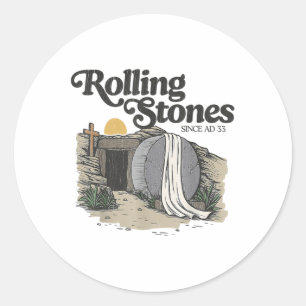 Met Pasen werd de steen weggerold, hij is een leve Ronde Sticker