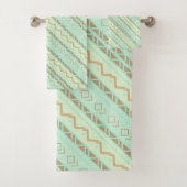 Met patronen Aztec blauw, Blauwgroen, linnen Bad Handdoek (Insitu)