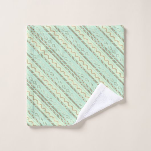 Met patronen Aztec blauw, Blauwgroen, linnen Bad Handdoek (Wasdoekje)