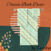 Met patronen Aztec blauw, Blauwgroen, linnen Bad Handdoek