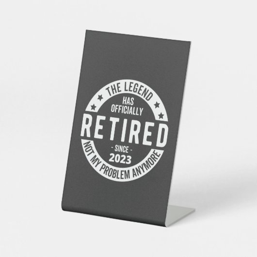 met pensioen 2023 reclamebord met voetstuk (Voorkant)