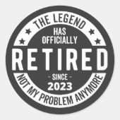 met pensioen 2023 ronde sticker (Voorkant)