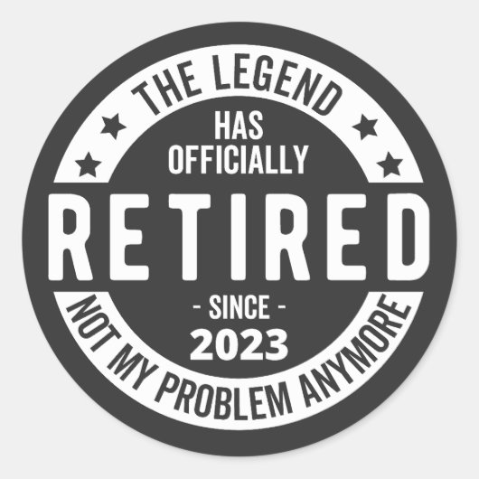 met pensioen 2023 ronde sticker (Voorkant)