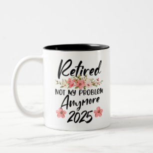 Met pensioen 2025 Pensioen Mannen Vrouwen Humor Tweekleurige Koffiemok