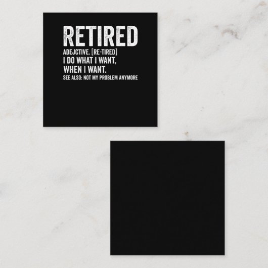 Met Pensioen Bijvoeglijk Naamwoord Definitie Niet  Vierkante Visitekaartje (Voorkant / Achterkant)