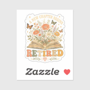 Met Pensioen Een Nieuw Hoofdstuk Begint Retro Bloe Sticker