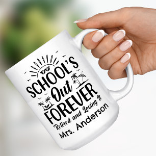 Met Pensioen Gaande Leraar School Is Klaar Voor Al Tweekleurige Koffiemok