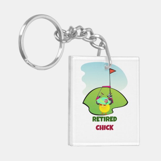 Met pensioen gegane kip op de golfbaan sleutelhanger (Voorkant Links)