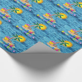 Met pensioen gegane kip op een tropisch eiland cadeaupapier (Hoek)