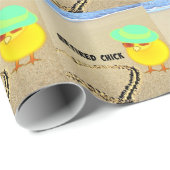 Met pensioen gegane kip op het strand cadeaupapier (Rol Hoek)