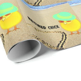 Met pensioen gegane kip op het strand cadeaupapier