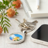 Met pensioen gegane kip op het strand,  sleutelhanger (Zijkant)