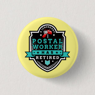 Met Pensioen Gegane Postbeambte Postbode Cute Ronde Button 3,2 Cm