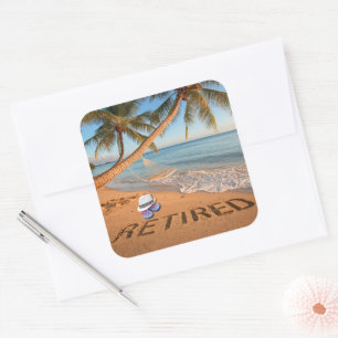 Met Pensioen Geschreven in het Zand Tropisch Flori Vierkante Sticker