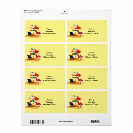 Met pensioen in Florida Etiket (Full Sheet)