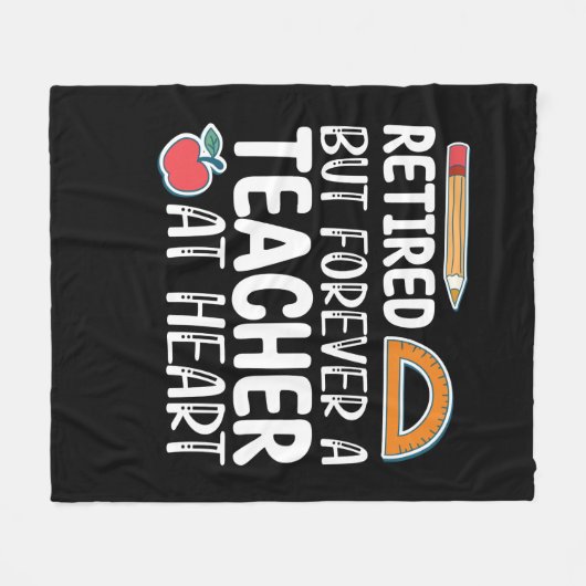 Met Pensioen Maar Voor Altijd Leraar In Hart Fleece Deken (Voorkant (Horizontaal))
