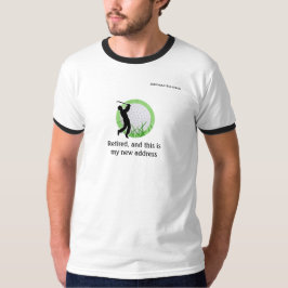 Met pensioen met nieuw golfadres t-shirt