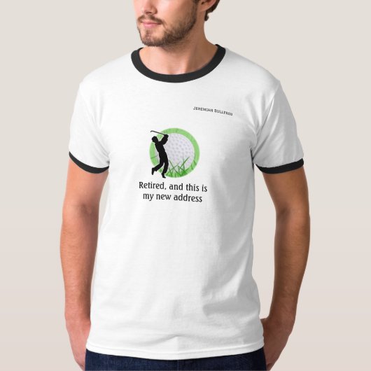 Met pensioen met nieuw golfadres t-shirt (Voorkant)
